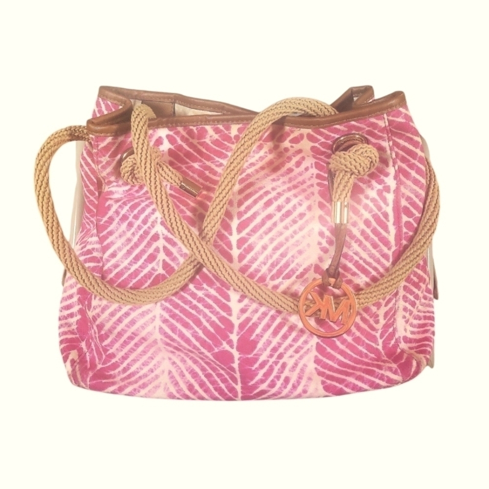 Michael Kors Marina Raspberry Tie Dyed Canvas Tote Handbag